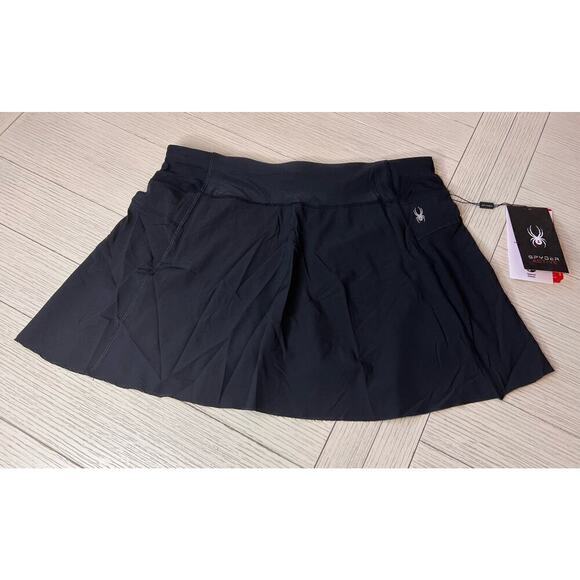 NWT Spyder stretch mesh flare‎ golf/tennis athletic skort w/ back zip pocket. L - Picture 1 of 9